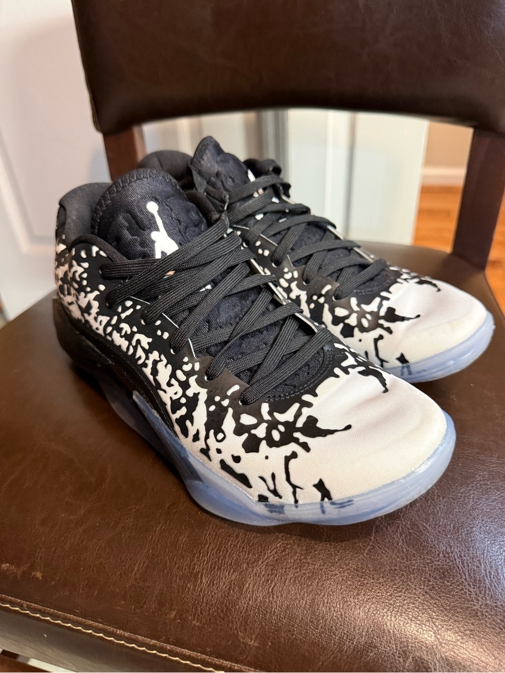 Jordan Kids Black and White Splash Pattern Sneakers